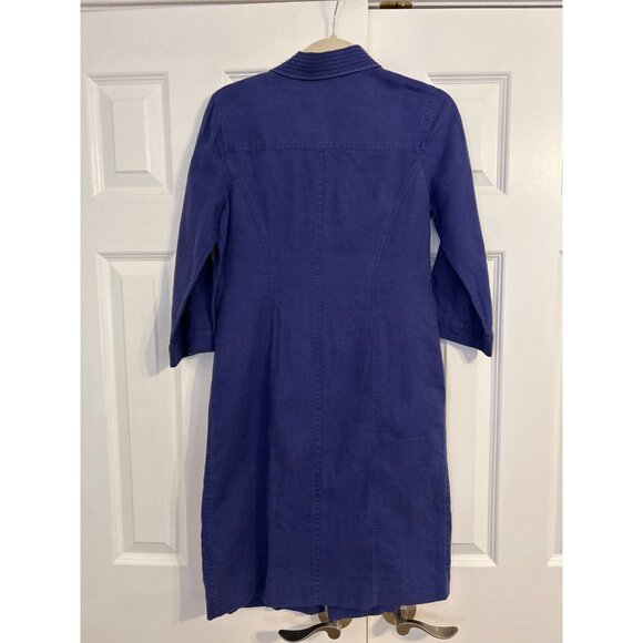 Boden Women's Linen Button Down Long Collared Shirt Dress w/ Front Pockets Size - Picture 8 of 11